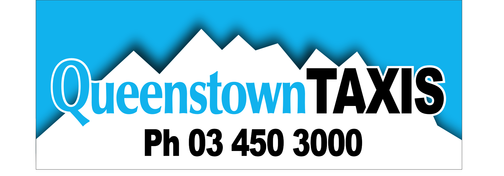 Queenstown Taxis Logo. Phone 03 450 3000